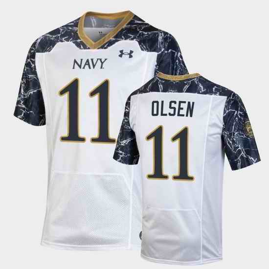Men Navy Midshipmen Perry Olsen Special Game White Football Jersey